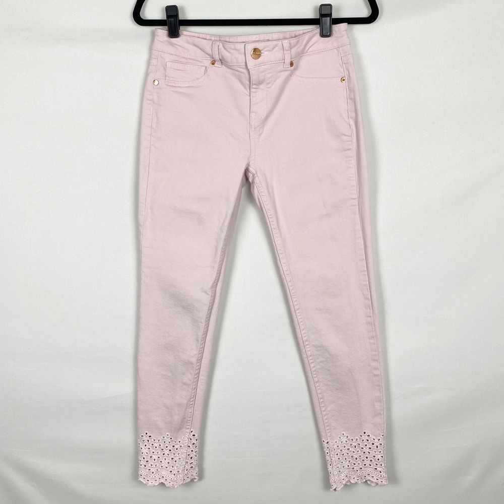Ted Baker London Massiee Pastel Pink Eyelet Embroidered Skinny Jeans - Picture 7 of 16